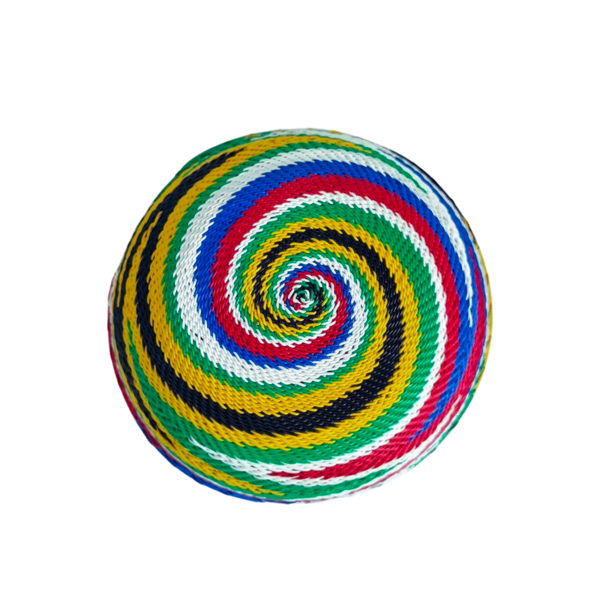 medium sized back picture of south african wired bowl with colours representing national flag