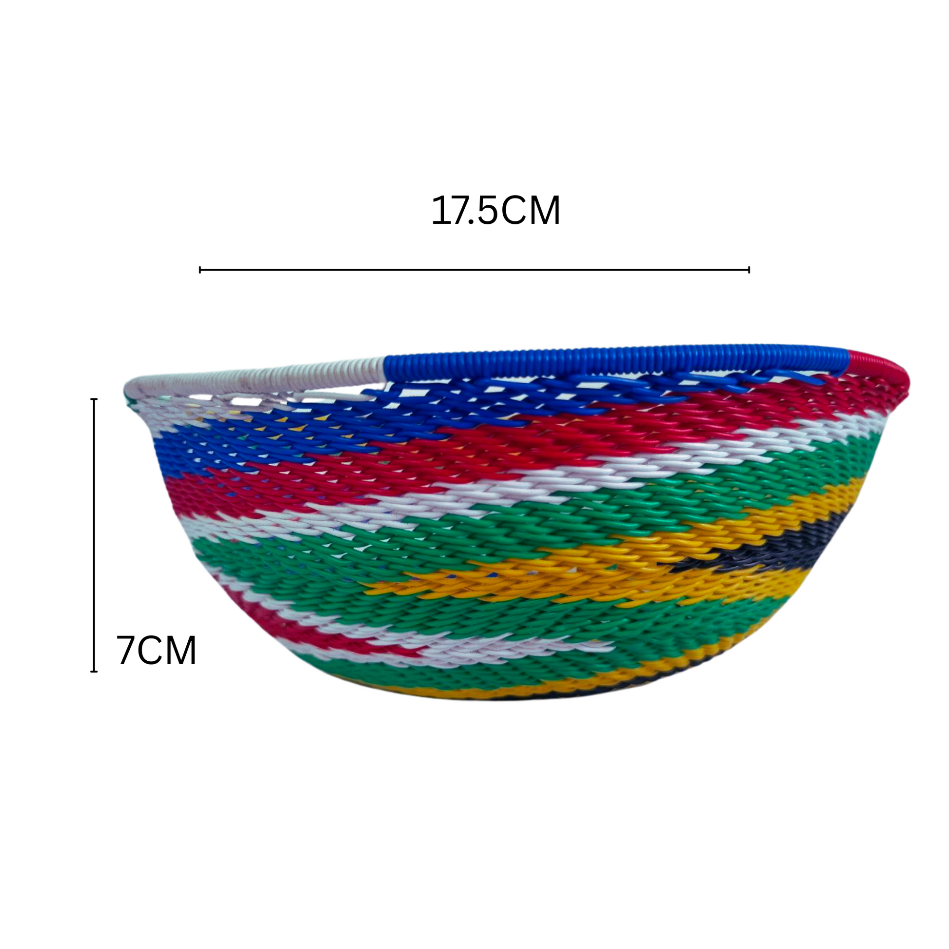 medium sized picture of south african wired bowl with colours representing national flag that has 17.5cm width and 7cm height