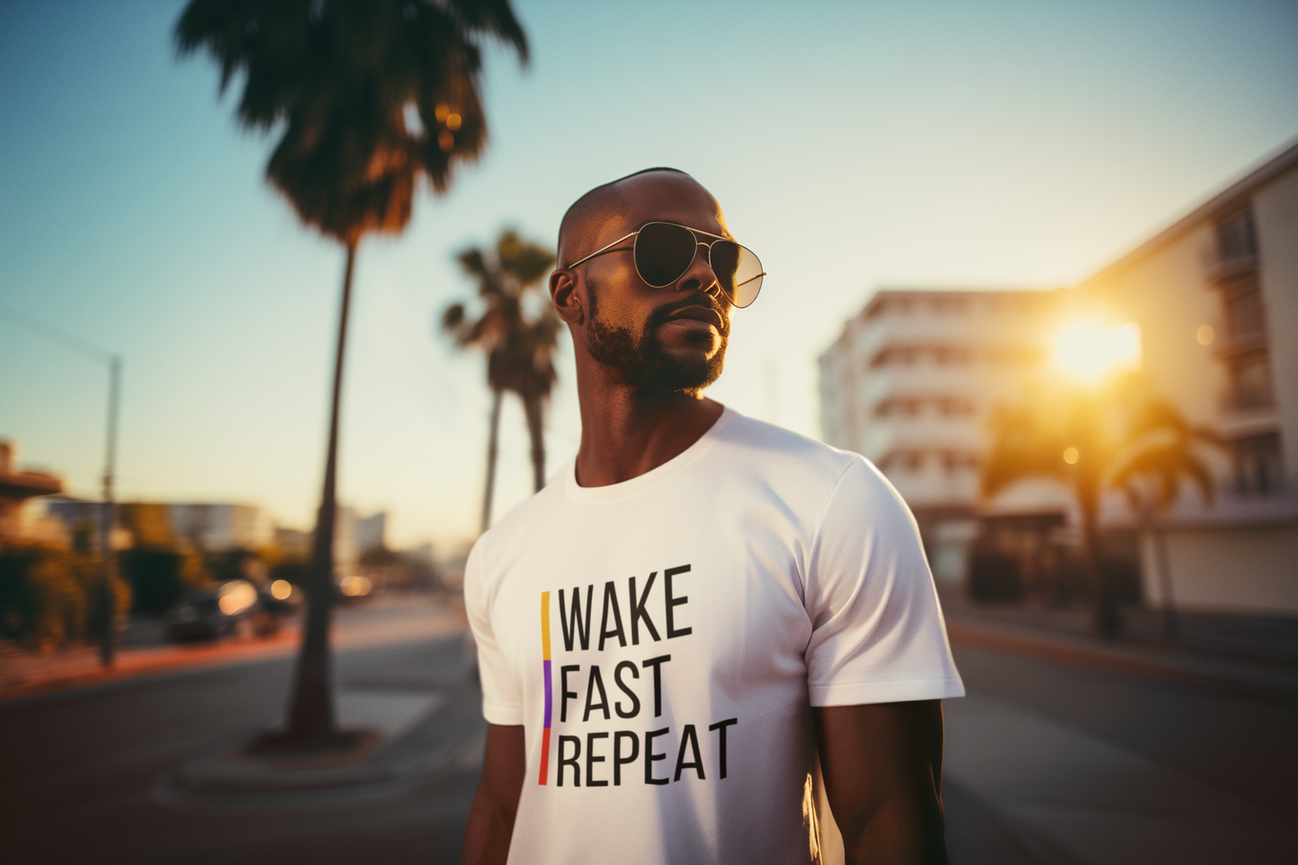 Wake Fast Repeat Unisex T-Shirt-White