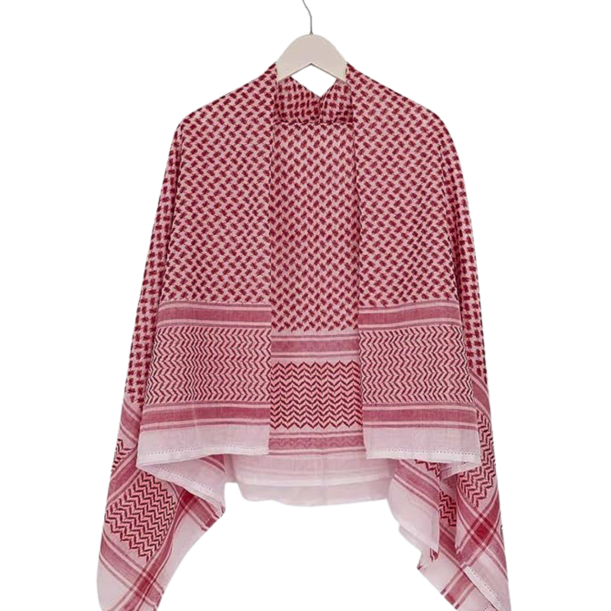 red keffiyeh scarf on hanger