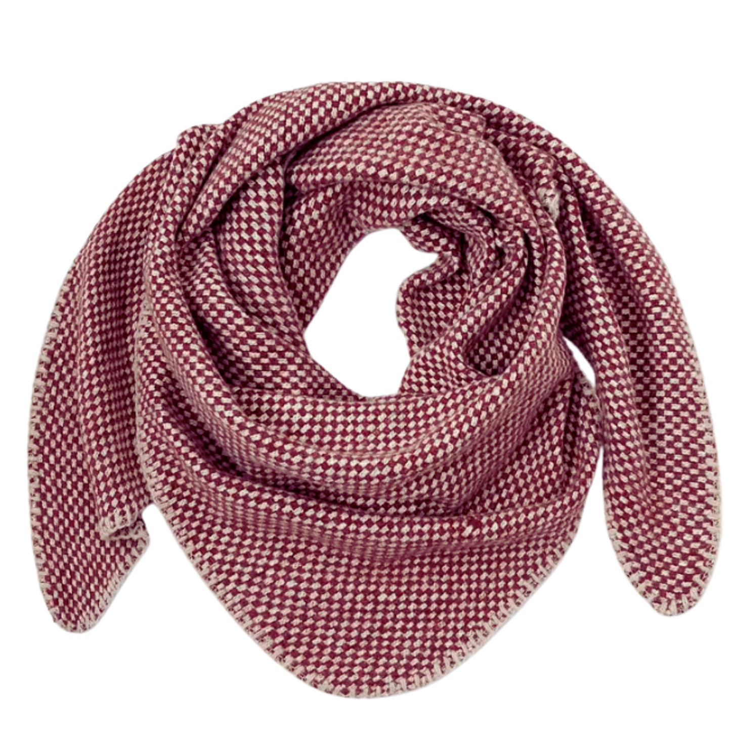 Curled Up Triangle Shawl Geometric shapes red and white