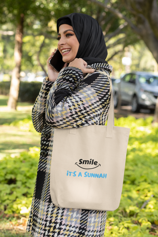 Smile it's a Sunnah Tote Bag-Natural cotton