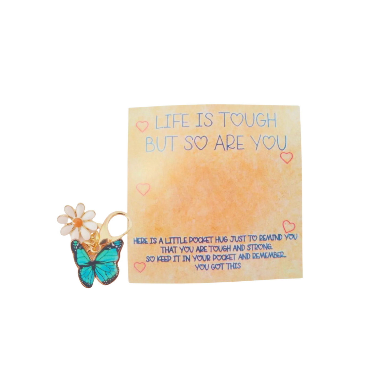 butterfly keyring charm with uplifting message